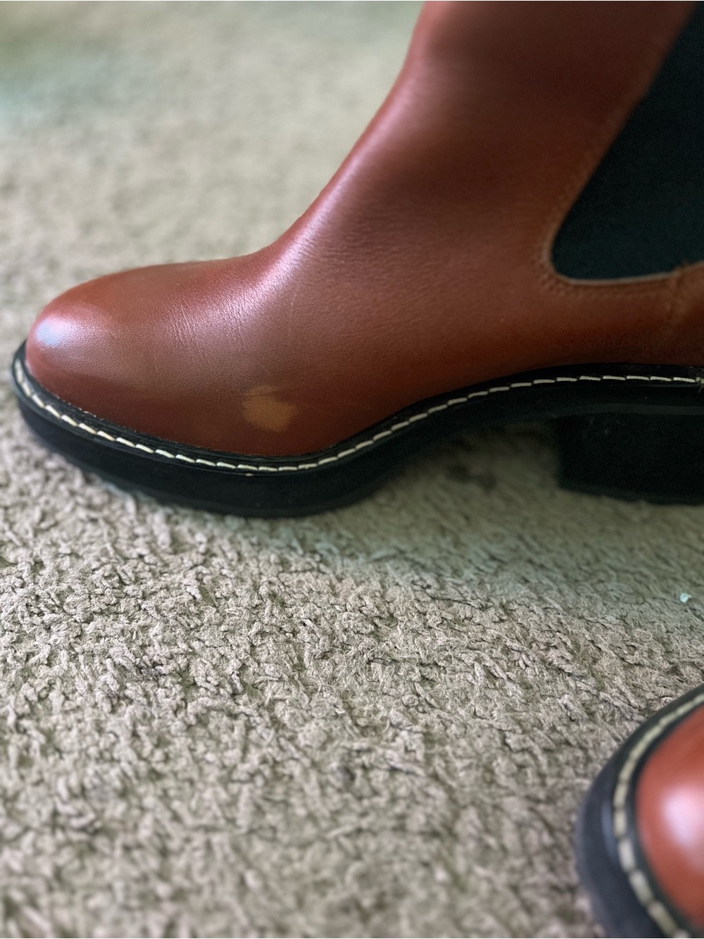 Madewell Chestnut Leather Chelsea Boots with Black Elastic - Picture 5 of 5